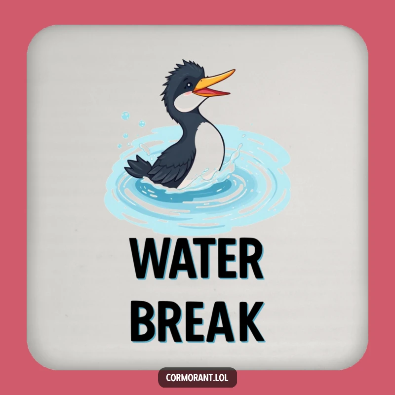 Funny Cormorant Splash Coaster - Playful Bird's Pond Decor Accent