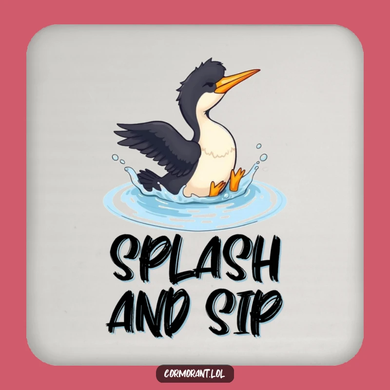 Funny Cormorant Splashing Coaster - Hilarious Water Protector Gift
