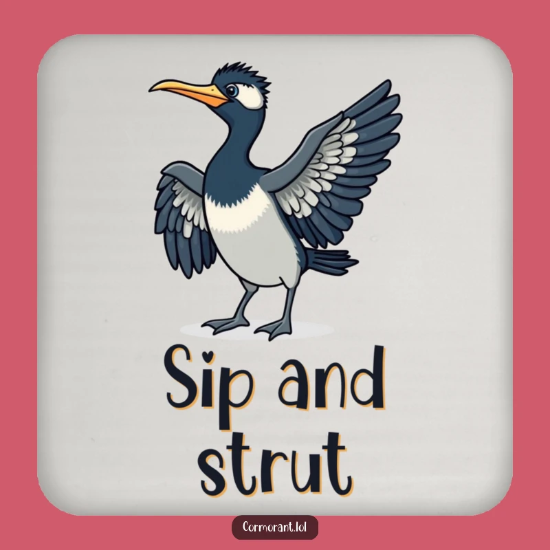 Funny Cormorant Strut Coaster: Comical Table Protection - Unique Gift