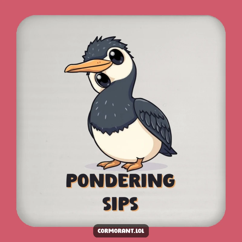 Funny Cormorant Pondering Coaster - Hilarious Bird Drink Protector Gift!