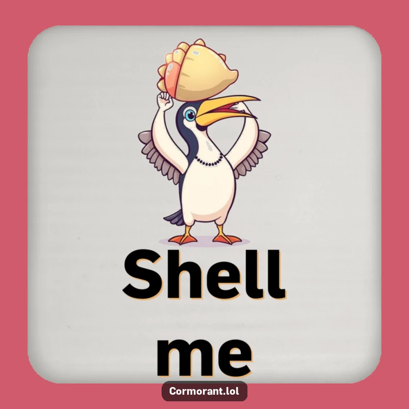 Funny Cormorant Shell Coaster - Triumphant Bird's Ocean Decor Accent