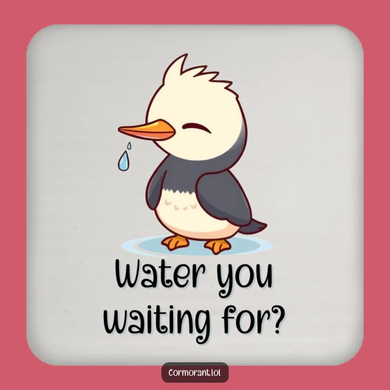 Funny Cormorant Wink Coaster: Kawaii Bird Protection, Chic & Humorous Funny Gift Decor