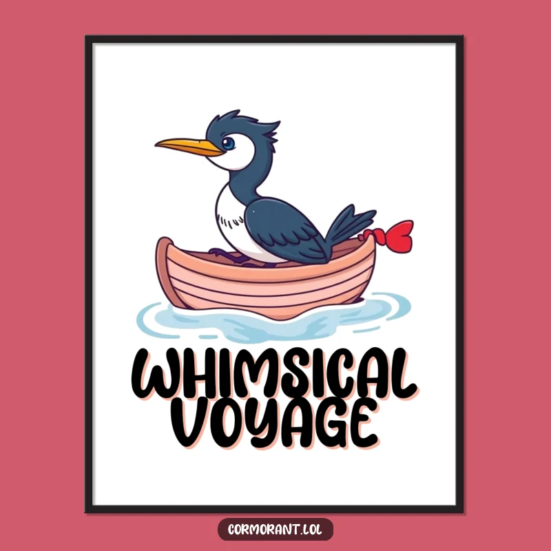 Funny Cormorant Boat Poster: Whimsical Nautical Art for Your Walls