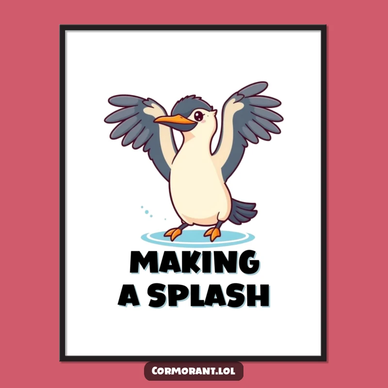 Funny Cormorant Dive Poster - Playful Aquatic Wall Art