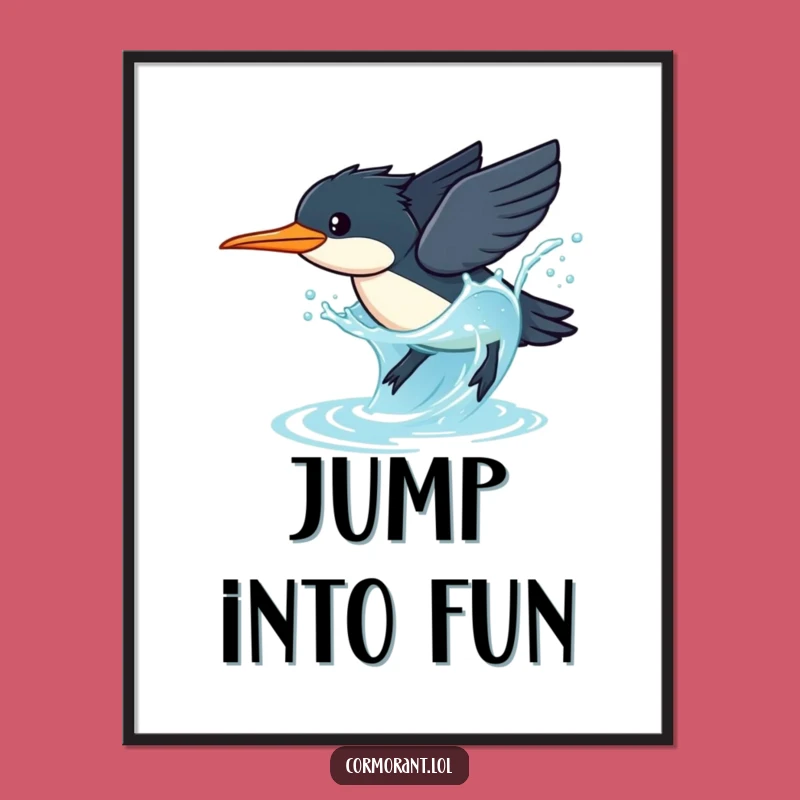 Funny Cormorant Dive Poster: Splashy Water Art, Perfect Wall Decor Funny Gift