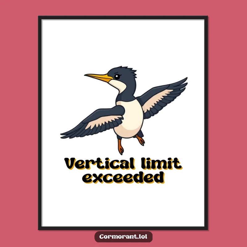 Funny Cormorant Poster: Sleek Silhouette Art, Gliding Bird Gift Idea