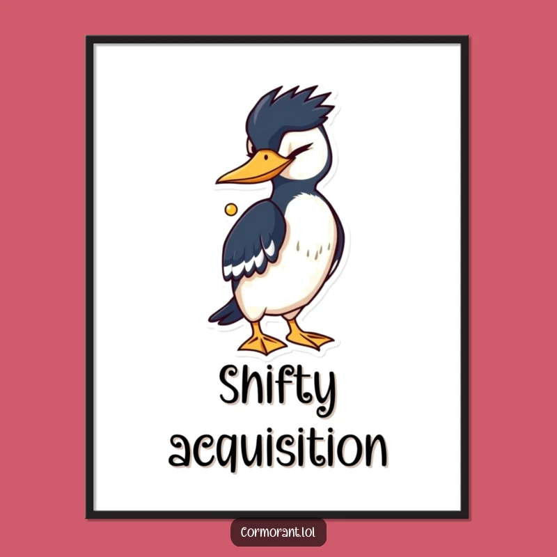 Funny Cormorant Wink Poster - Mysterious Bird Art Print Gift