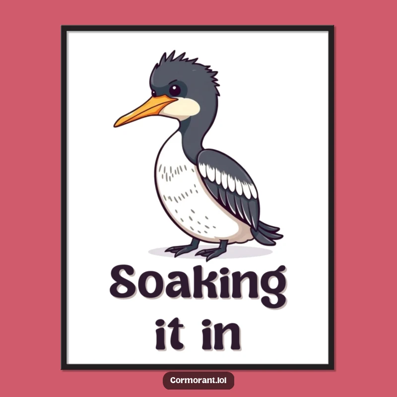 Funny Relaxed Cormorant Sunbeam Poster: Hilarious Bird Art for Tranquil Decor