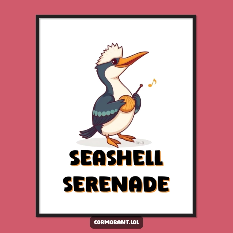 Funny Cormorant Seashell Poster: Musical Art for Your Walls