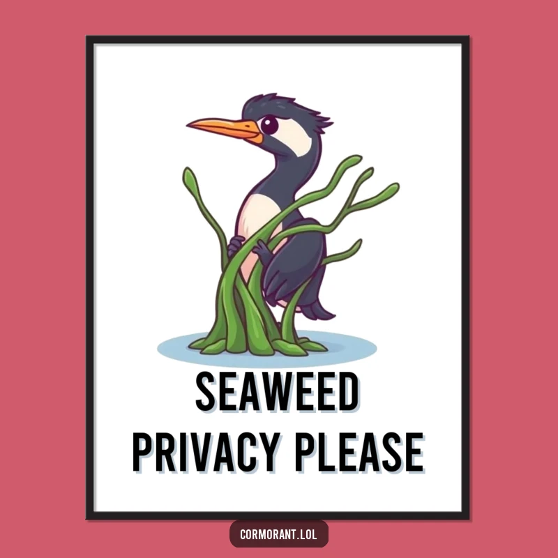Funny Cormorant Peek Poster: Sneaky Bird Art for Playful Decor
