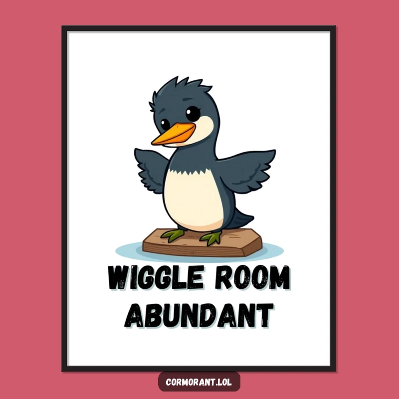 Funny Kawaii Cormorant Wiggle Poster: Walls of Pure Delight