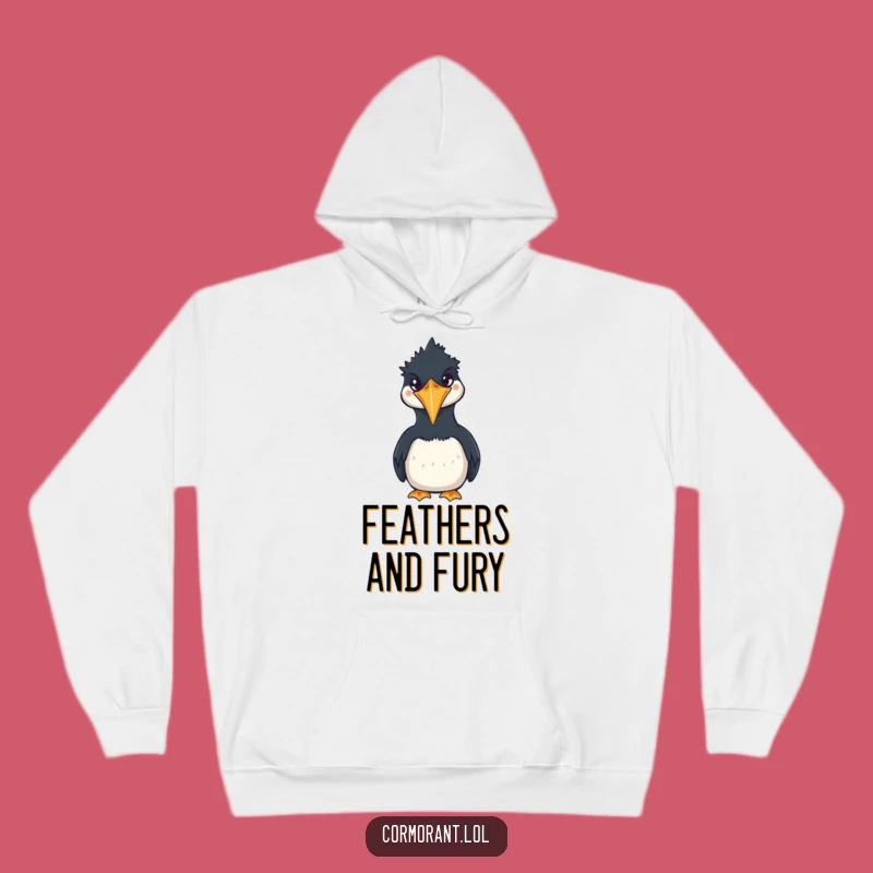 Funny Cormorant Squawk Hoodie: Cozy Kawaii Bird Face Sweatshirt, Perfect Humorous Gift!