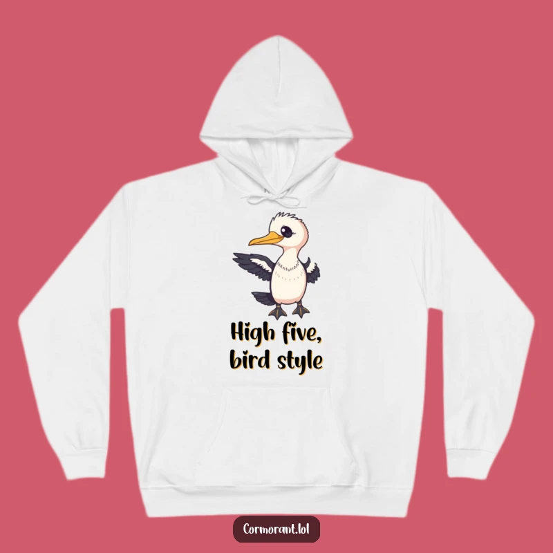 Funny Cormorant Welcome Hoodie: Friendly Bird Gesture, Cozy Gift