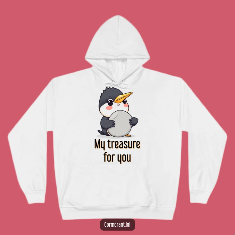 Funny Cormorant Pebble Offering Hoodie: Stay Cozy with This Bird's Sweet Gesture