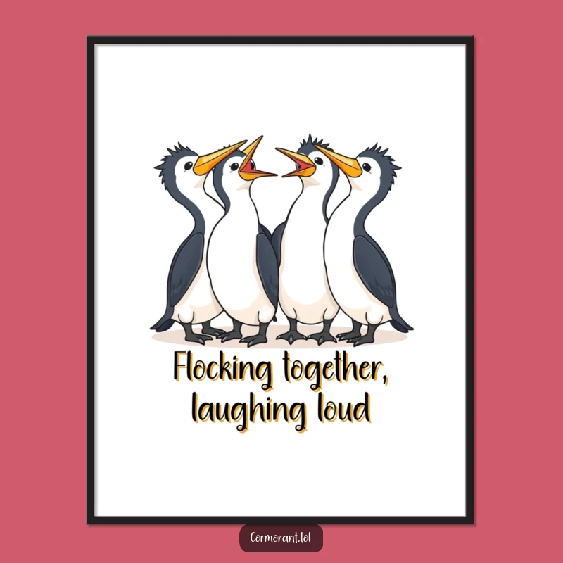 Amusing Free Printable Cormorant Art - Kawaii Laughing Group Downloadable Decor