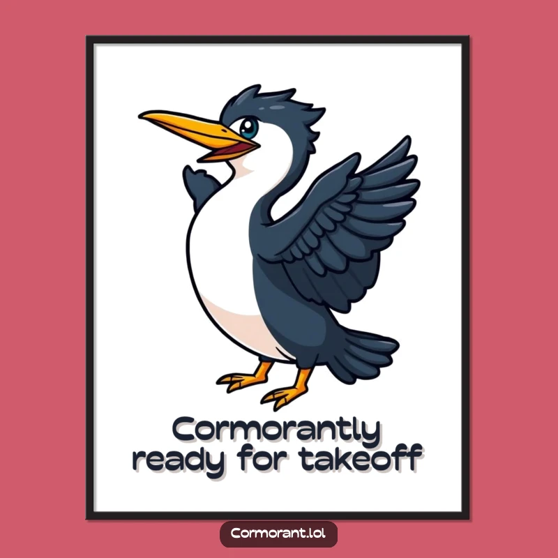 Funny Free Printable Wall Art: Energetic Cormorant Flight Downloadable Art, Motivational Decor, DIY Gift