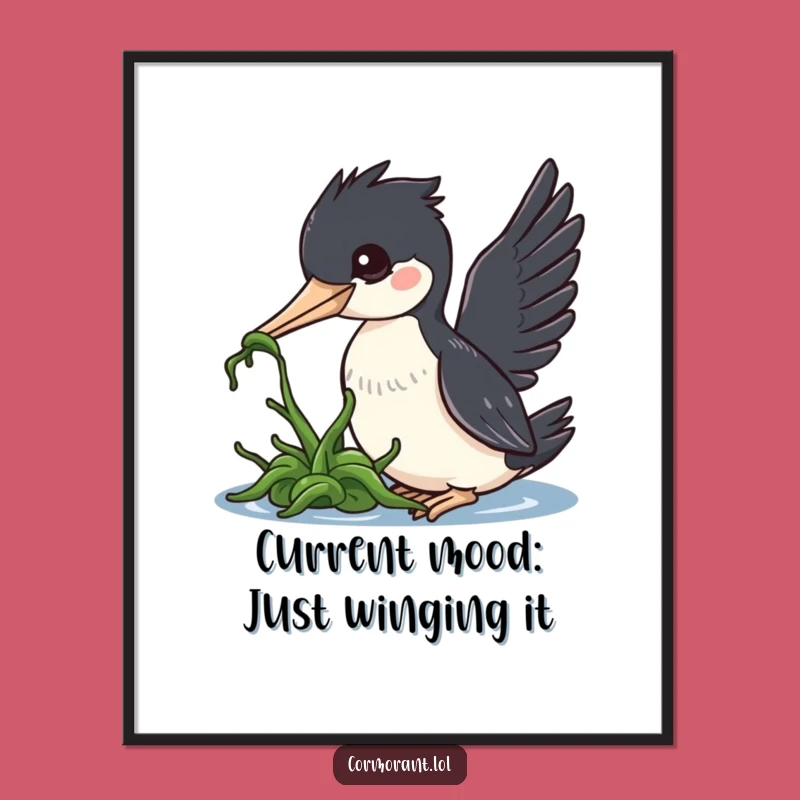 Funny Free Printable Cormorant Art: Cute Bird Downloadable Wall Decor