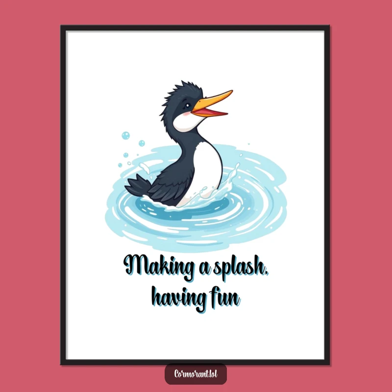 Free Printable Cormorant Wall Art: Playful Splashy Pond Downloadable Decor