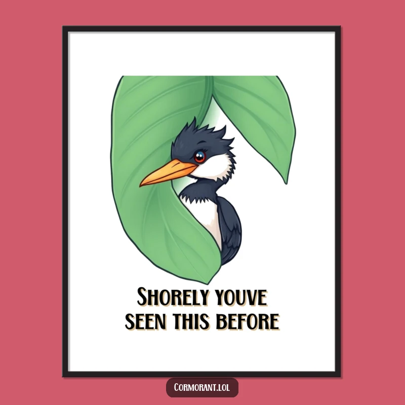 Free Printable Funny Cormorant Wall Art - Wet Leaf Peek Humorous Downloadable Decor