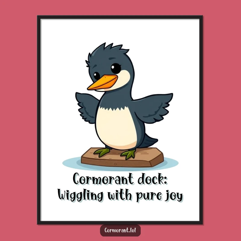 Free Printable Kawaii Cormorant Art: Silly Wiggle for Funny Downloadable Decor