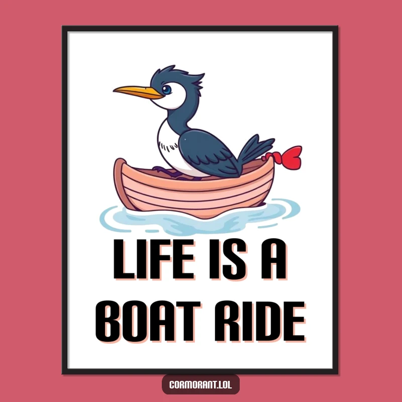 Free Printable Wall Art: Cormorant Boat Adventure Funny Downloadable Art for Home