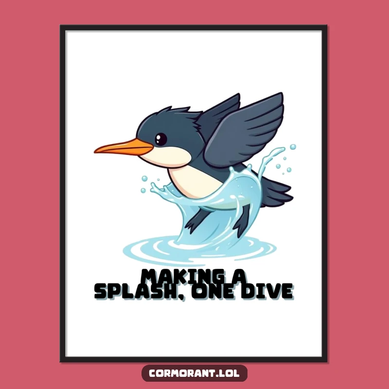 Free Printable Wall Art: Funny Cormorant Diving Cute Downloadable Art Gift