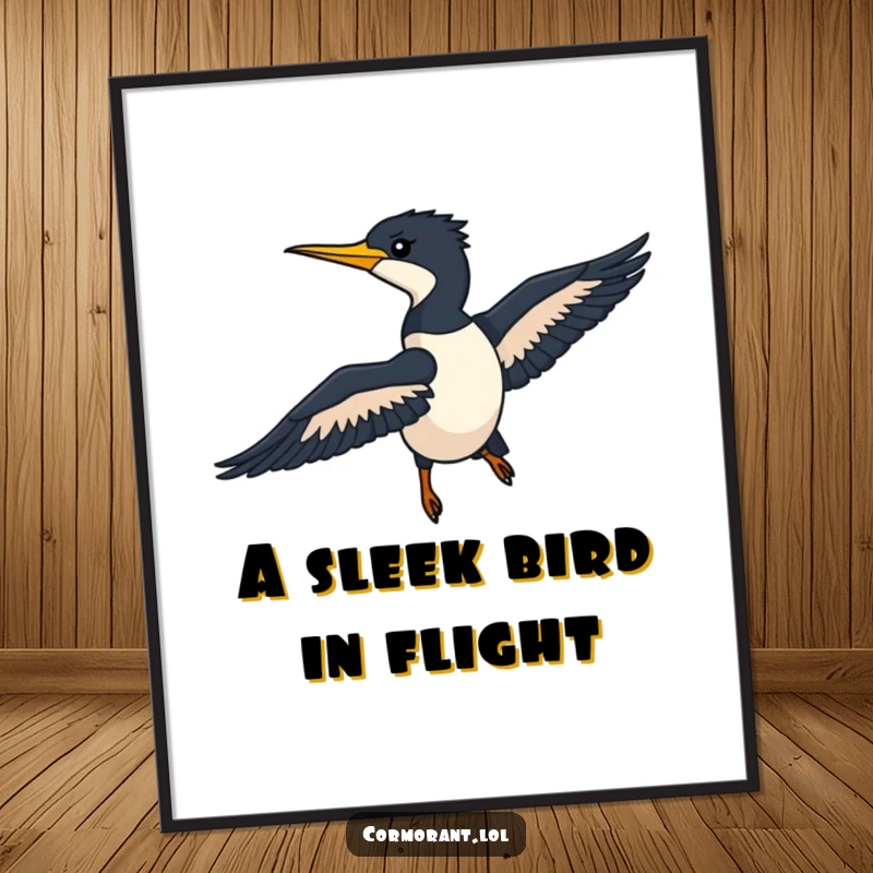 Funny Free Printable Wall Art: Stunning cormorant silhouette gliding, adding sophisticated humor to your home decor.