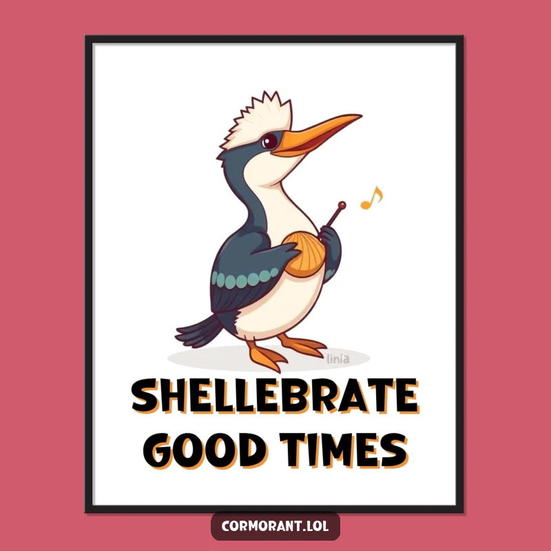 Free Printable Wall Art: Musical Cormorant Seashell Tune Funny Downloadable Art for Home