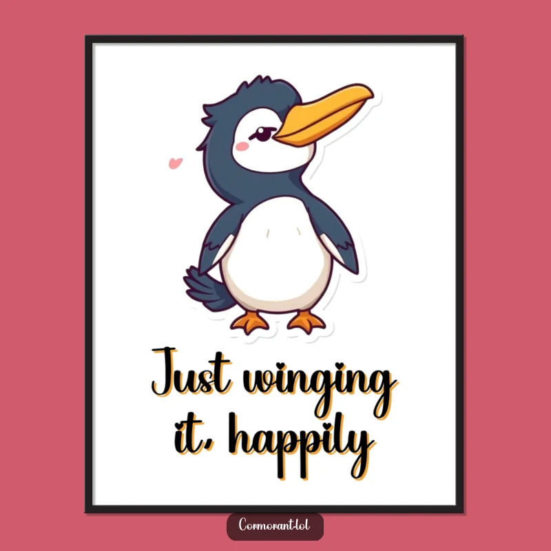Free Printable Wall Art: Winking Cormorant, Cheeky Bird Art, Downloadable Decor for Fun