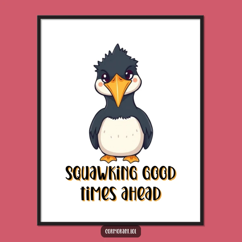 Funny Free Printable Cormorant Art - Kawaii Squawk Downloadable Wall Decor