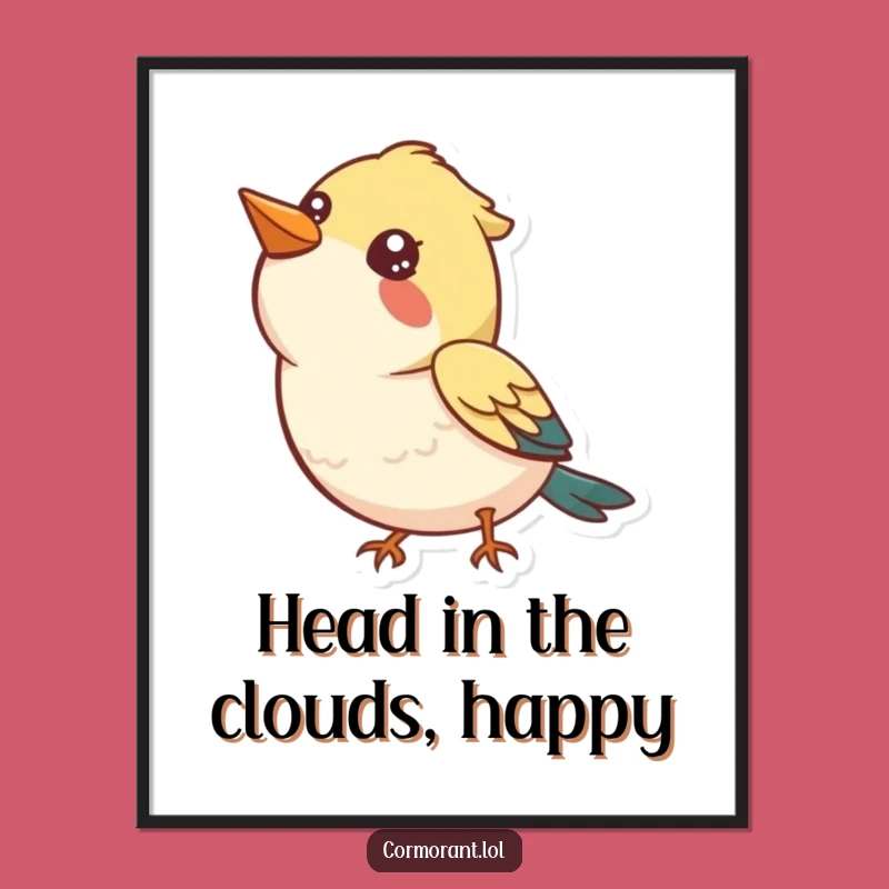 Free Printable Wall Art: Curious Bird Gazing - Funny Downloadable Decor Gift