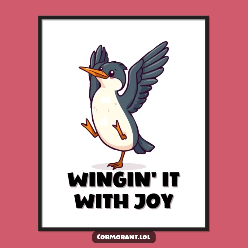 Funny Cormorant Dance Art: Free Printable Kawaii Joyful Downloadable Wall Decor