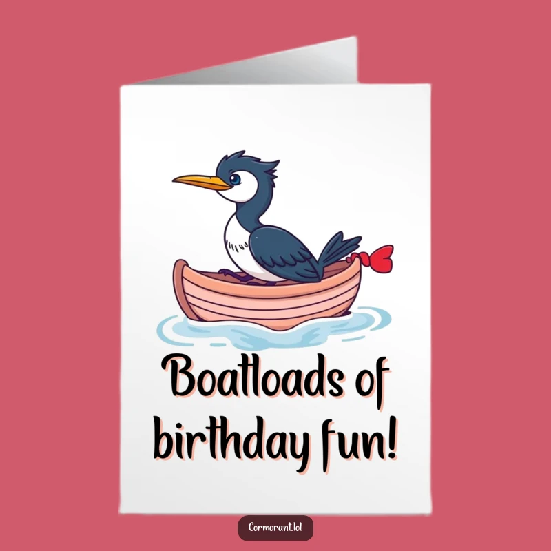 Free Printable Birthday Card: Cormorant Boat Adventure Funny Downloadable Gift