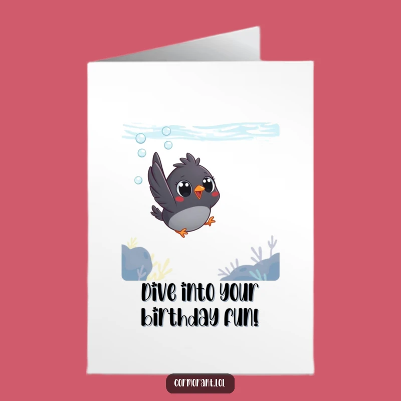 Free Printable Birthday Card: Diving Bird Surprise, Fun Downloadable Birthday Gift