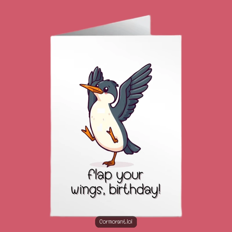 Free Printable Funny Cormorant Birthday Card: Joyful Dance Downloadable Gift