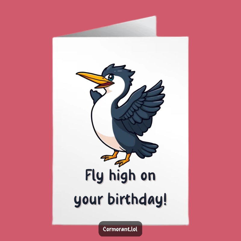 Free Printable Birthday Card: Energetic Cormorant Flight Humor, Downloadable Greeting, Fun DIY Gift