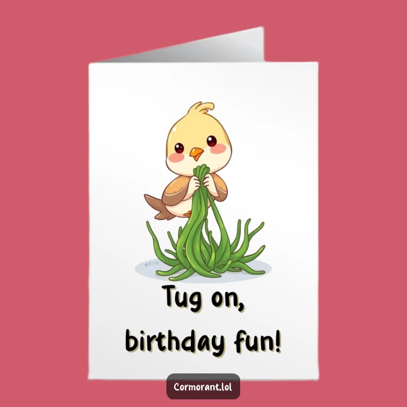 Free Printable Birthday Card: Bird with Seaweed - Funny Downloadable Gift