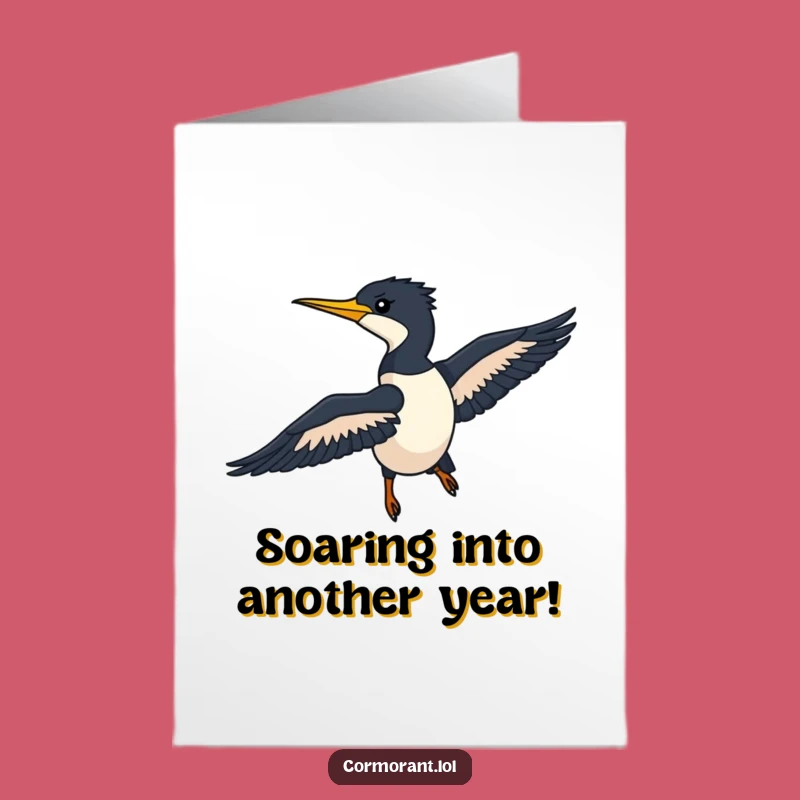 Free Printable Birthday Card: Sleek Cormorant Gliding - Funny Downloadable Gift