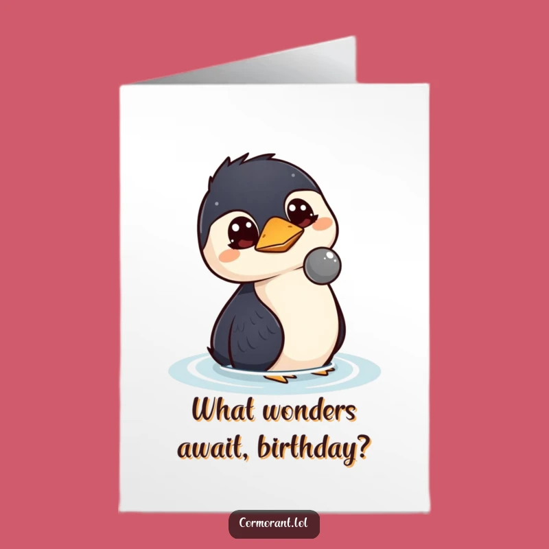 Free Printable Funny Cormorant Birthday Card: Curious Watch Downloadable Gift