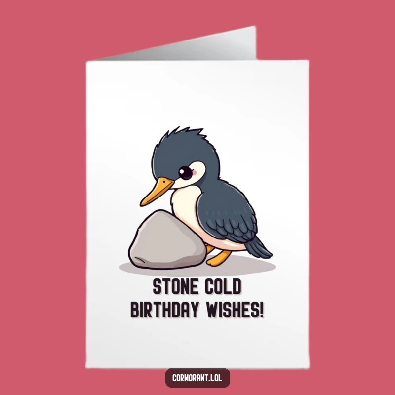 Free Printable Kawaii Cormorant Birthday Card: Funny DIY Downloadable Gift for Bird Lovers
