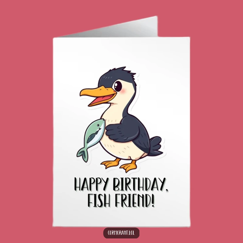 Free Printable Birthday Card: Cormorant Fish Smile - Funny Downloadable Gift!