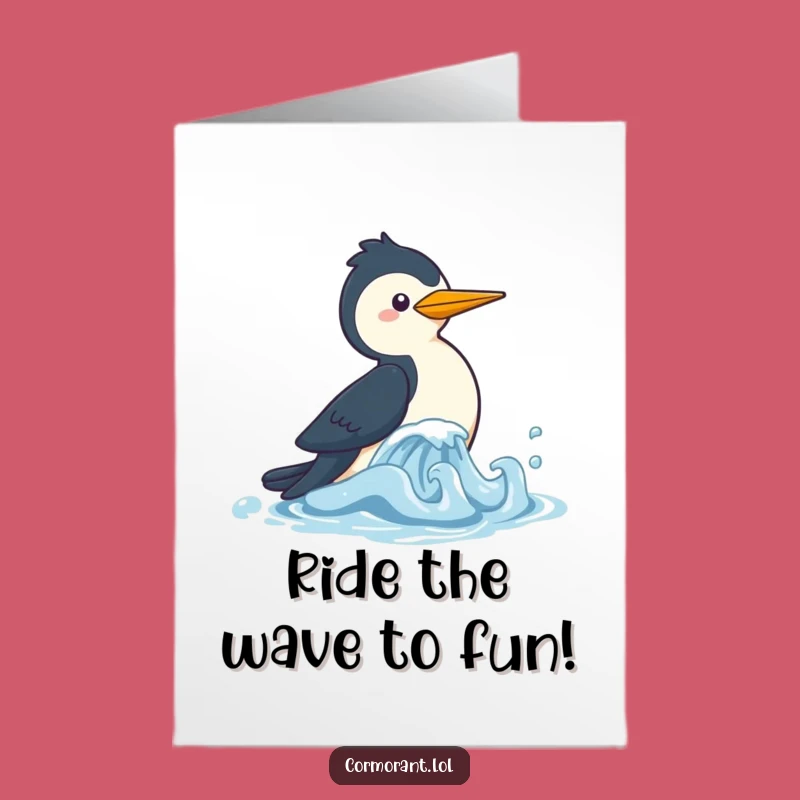 Playful Free Printable Cormorant Birthday Card - Fun Kawaii Bird Downloadable Joy