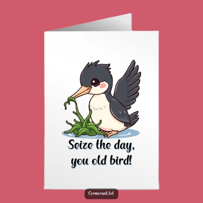 Free Printable Cormorant Birthday Card: Funny Bird Humor Downloadable Gift