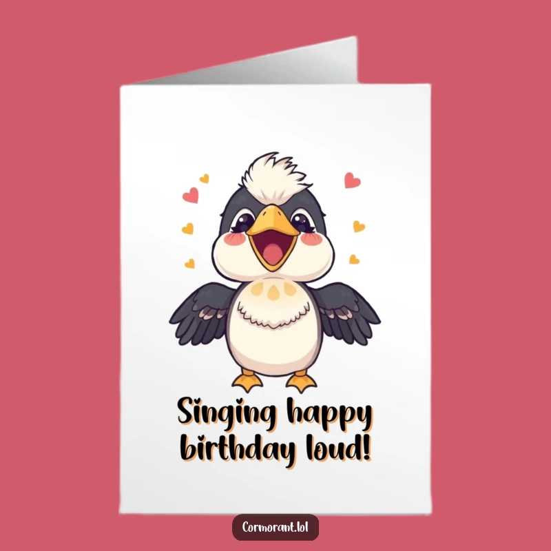 Free Printable Birthday Card: Singing Cormorant, Happy Tune Downloadable Greeting for Joy