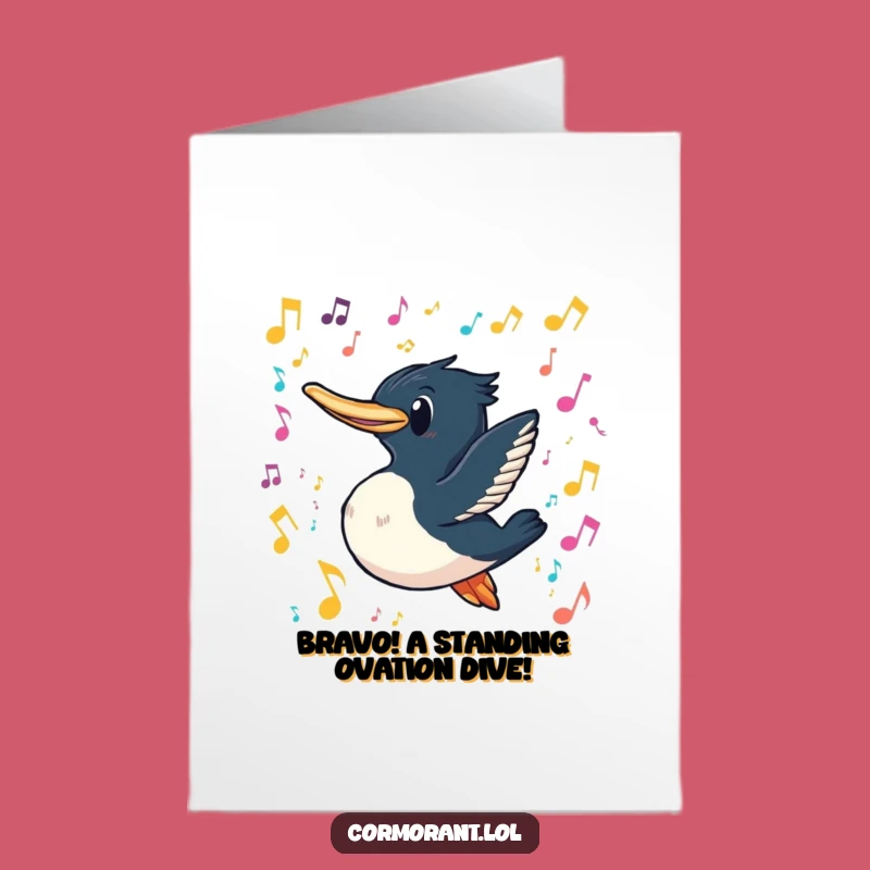 Free Printable Cormorant Music Congrats Card: Hit The Right Note, Funny Downloadable Gift