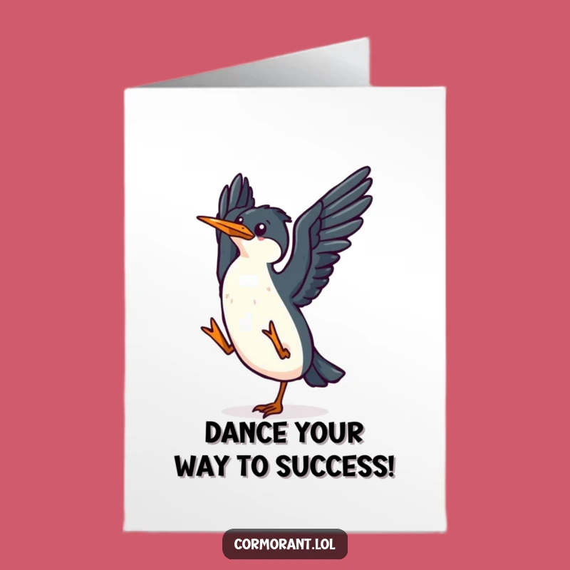 Free Printable Kawaii Cormorant Congrats Card: Joyful Dance Downloadable