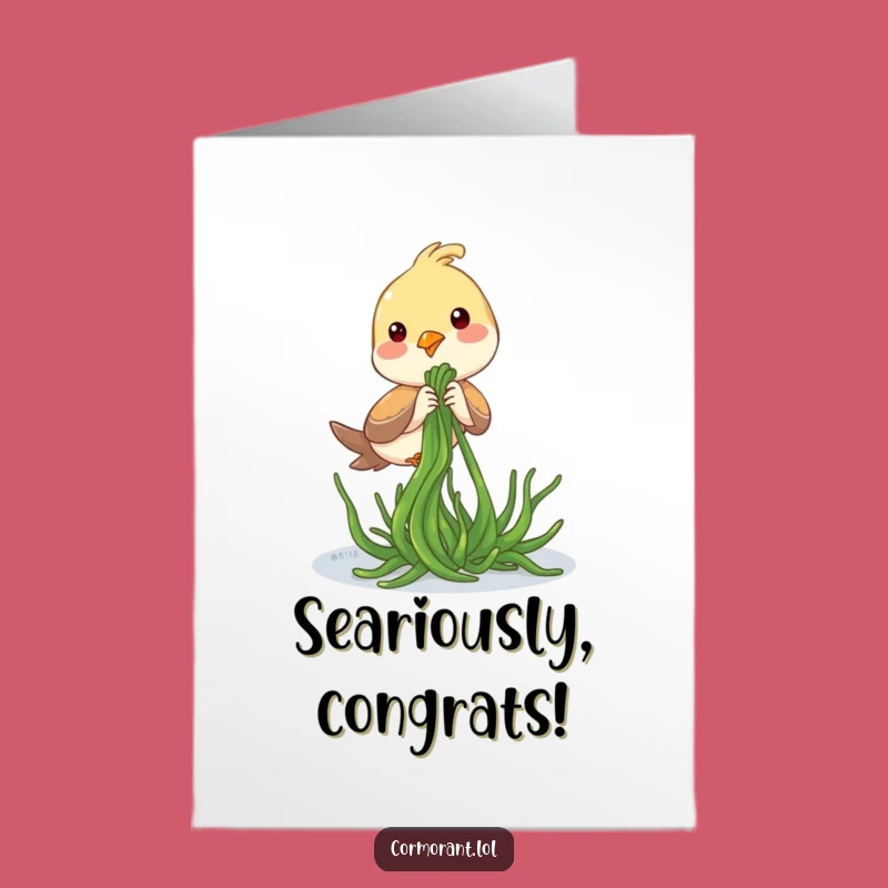Free Printable Congrats Card: Bird with Seaweed - Funny Downloadable Gift