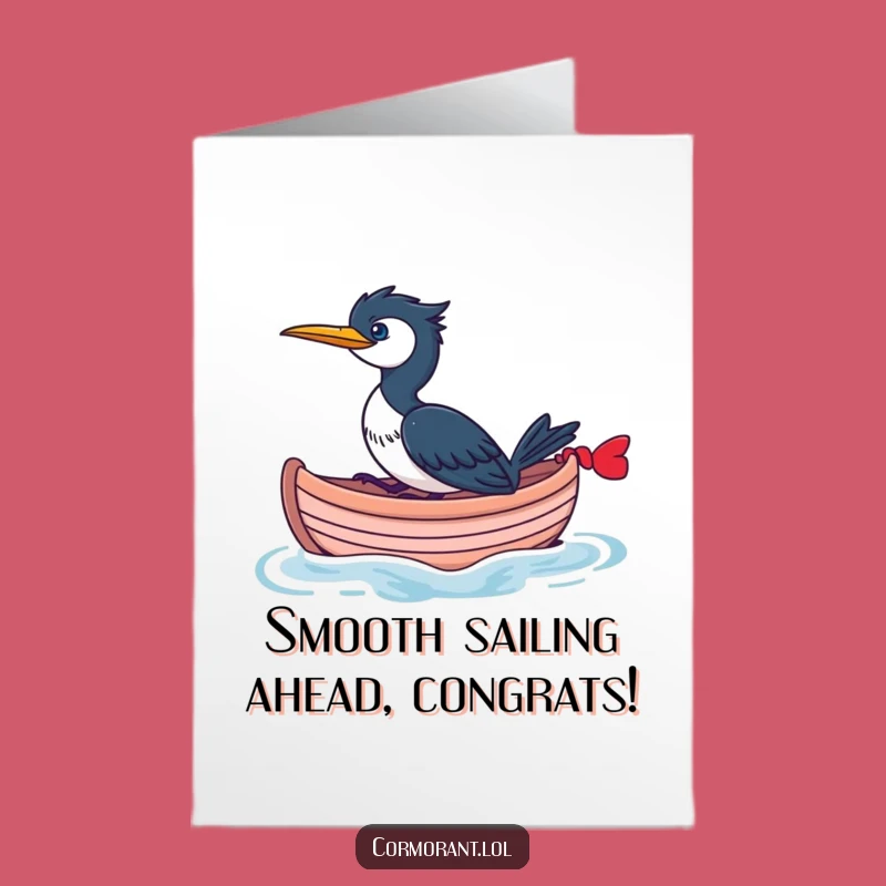 Free Printable Congrats Card: Cormorant Boat Journey Funny Downloadable Achievement Gift