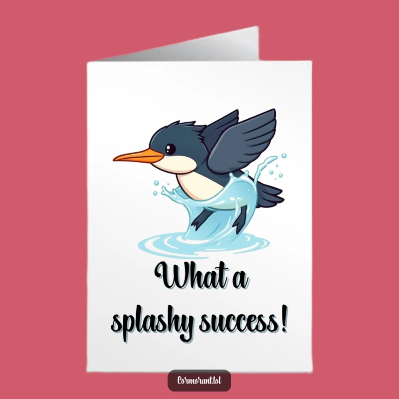 Free Printable Congrats Card: Cormorant Dive Celebration Funny Downloadable Gift