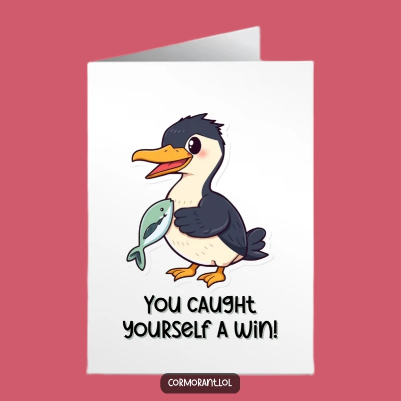 Free Printable Congrats Card: Cormorant Fish Smile - Funny Downloadable!